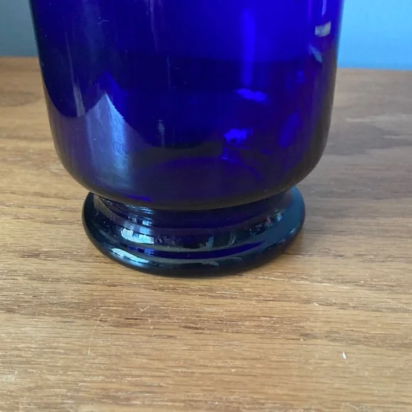 Vintage party light, cobalt, blue glass hurricane candle holder - Picture 5 of 6